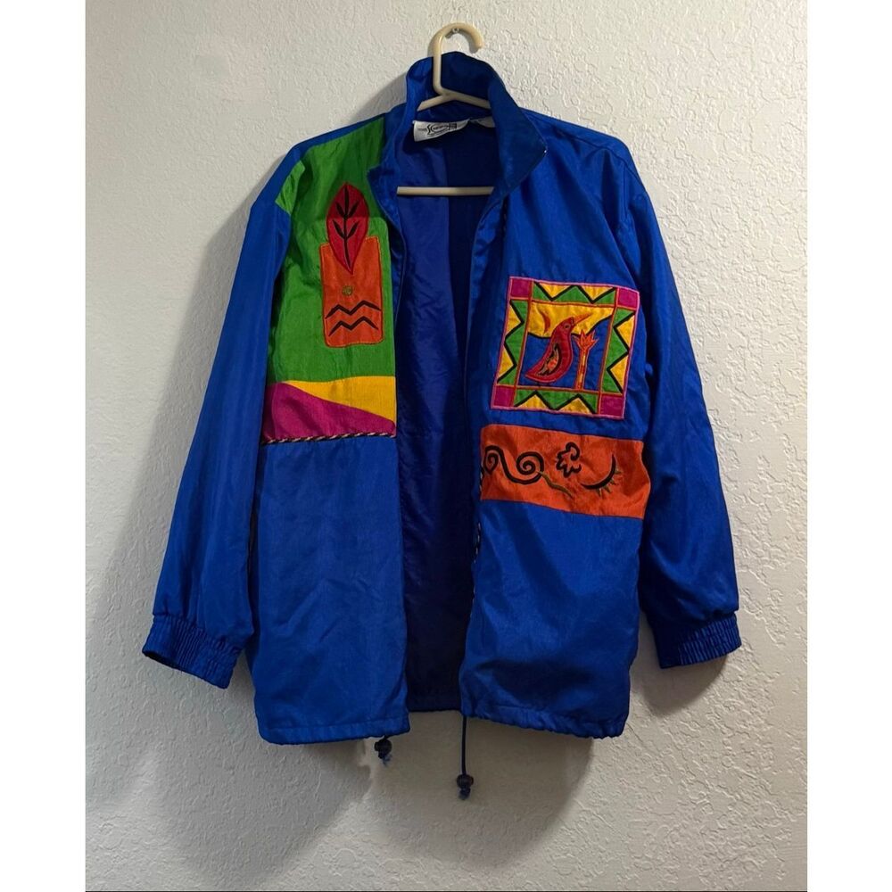 VINTAGE 80's SG SAINT GERMAIN SPORT Embroidered Full Zip Jacket Womens SZ M